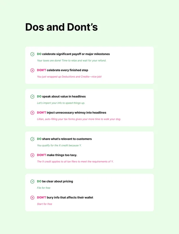 Do's and don'ts content guidelines